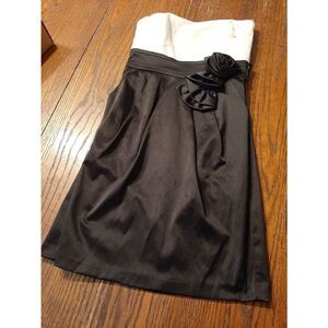 Jr Size 3 Teeze Me Black White Sleeveless Rosette Mini Dress Wedding Prom Party